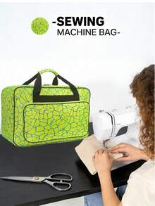Sewing Machine Carrying Case - Multi-Pocket Storage Bag With Adjustable Shoulder Strap, Fits Most 15-18 Inch Machines, Water-Resistant Oxford Fabric - Multicolor - View 16