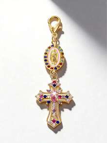Christian Cross Keychain, Decorated With Colorful Crystal Cross, Shiny Virgin Mary Pendant Charm, Diamond Cross Pendant - Cross Keychain, Bag Charm, Cross Pendant, Decorative Wallet, Backpack, Earphone Case, Luggage And Car Keyring, Suitable As Holiday And Valentine's Day Gift - Multicolor - View 10