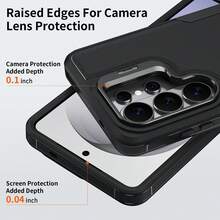 适用于 Galaxy S26 S25 S24 S23 Plus Ultra A07 A06 A16 A26 A17 A37 A36 A56 A57、17 16 15 14 13 12 11 Pro Max Plus 二合一重型防震镜头保护手机壳 - 黑色 - 查看 3
