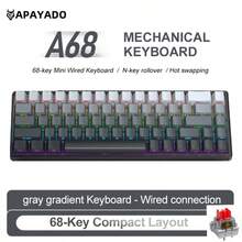 APAYADO A68 有线机械键盘，65% 紧凑布局，68 键热插拔，RGB 背光，适合游戏玩家，有线 USB 连接 - 查看 17