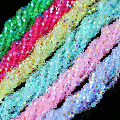 4/6毫米时尚亮面菱形玻璃珠，手工DIY首饰制作材料，适用于项链和手链