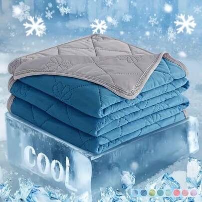 1pc Large Cooling Blanket Suitable For Hot Sleepers, Double-Sided Design Breathable Blanket, Lightweight Soft Cool Blanket For Summer Sleep