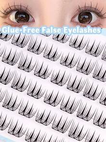 48pcs Self-Adhesive Fluffy Mixed Length False Eyelash Clusters, No Glue Needed, Fluffy Individual Lashes, Self-Adhesive DIY Eyelash Extension, Pre-Glued Lash Clusters, Natural Lengthening C-Curl Lash Clusters, No Glue Or Makeup Remover Needed, False Eyelashes, Lash Clusters, Individual Lashes, Eyelashes - C - View 4