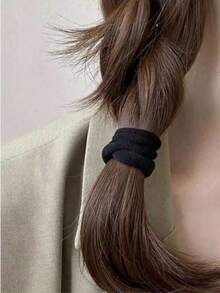 50pcs Soft Nylon Seamless Hair Ties, Thick Elastic Hair Bands, Black Non-Slip Hair Ropes, Suitable For Women And Girls, Daily Simple Versatile All-Season Hair Accessories Ponytail - Multicolor - View 4