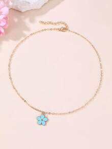 2pcs/4pcs Girls Enamel Flower Pendant Necklace Set, Suitable For Daily Decoration - Multicolor - View 3