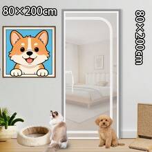Pet Safety Gate Net - Pet Isolation Door Curtain, Suitable For Corridors And Doors, Zipper Opening Design. No Need For Drilling Installation, Does Not Occupy Space, Suitable For Dogs, Cats, And Other Animals - White - View 9