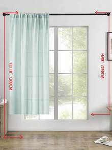 1pc Sheer Curtain, Solid Color New Luxury Modern Minimalist Polyester Voile Curtain, Transparent But Not See-Through, Weakens Light, Suitable For Bedroom, Living Room, Balcony, Blocks UV Rays, Rod Pocket Design - Green - View 17
