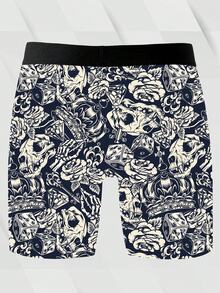 DOKER 1 chiếc quần boxer nam kiểu dáng độc đáo, họa tiết Chicano, tông màu retro tối, chất liệu vải dệt kim, kiểu dáng thể thao rộng rãi, thoáng khí và thấm hút mồ hôi, mềm mại và thân thiện với da, quần lót boxer thể thao thường ngày. - Nhiều màu - Xem 4