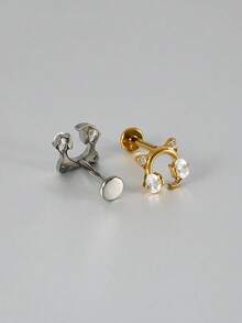 1 chiếc khuyên môi/khuyên sụn tai bằng titan nguyên khối hình lục giác đính đá CZ G23, khuyên tai đính đá opal hình hoa, cỡ 16G, ren trong, kiểu labret, khuyên tai hình mèo đính đá CZ, khuyên tai tragus. - Như thể hiện trong hình ảnh - Xem 6