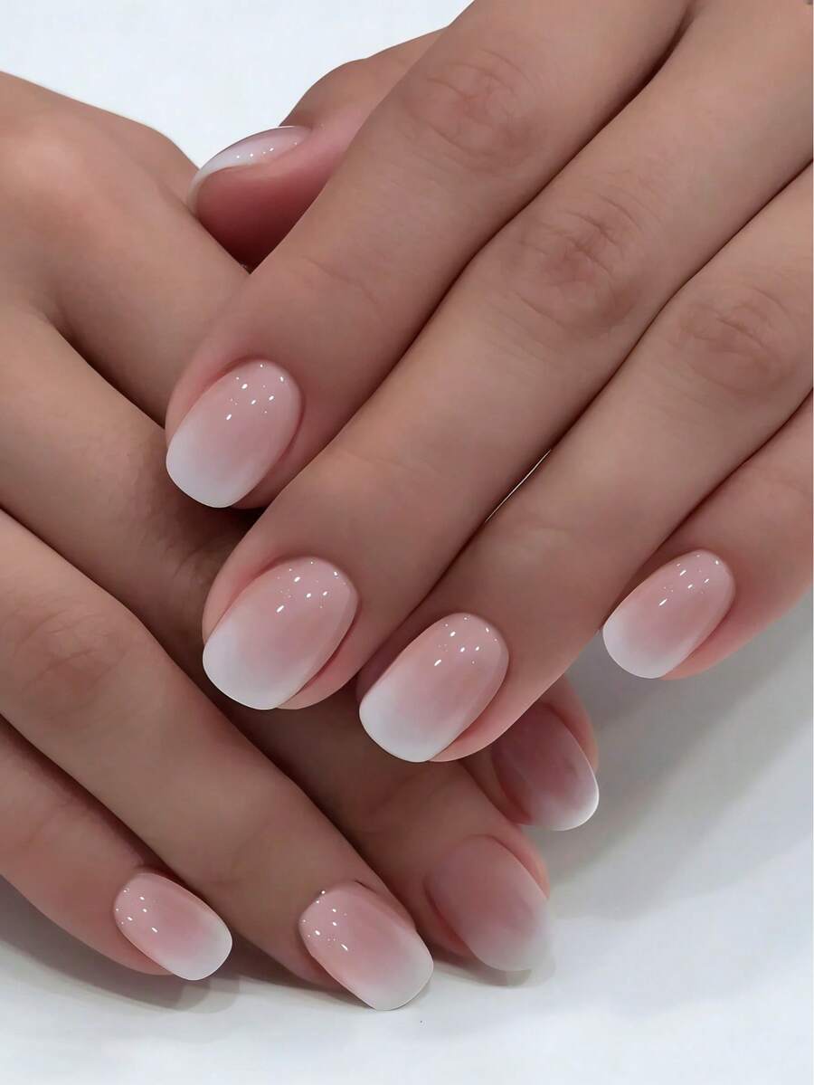 Y2K Enhances Your Charm 24 Pieces Of Pink Fashionable French Gradient Simple Style Wearable Manicure Set Detachable Reusable Fake Nail Patches Suitable For Festivals Daily Wear, Party, Friend Date, Daily Wear - Multicolor - View 1