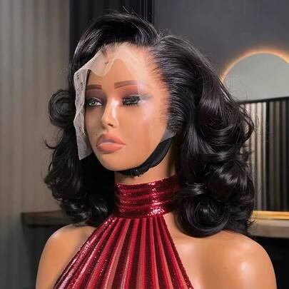 Body Wave Bob Wig Human Hair 13x4 Lace Front Wig 180% Density Transparent 4*4 Lace Frontal Brazilian Virgin Bob Wig For Women