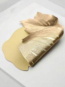 1pc/4pcs/6pcs Gold Leaf Shape Placemats, Heat Resistant Non-Slip Table Mats, Washable Wipeable PVC Dining Mats For Kitchen Table, Elegant Metallic Leaves Coasters For Wedding Party Banquet Holiday Home Decor - Multicolor - View 4