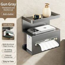 1 cái giá đựng giấy vệ sinh đa năng không cần khoan, có thể dùng làm giá đựng giấy vệ sinh, giá đỡ điện thoại, hộp đựng giấy vệ sinh treo tường. - Nhiều màu - Xem 11