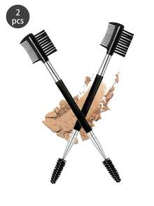 Bộ 2 cọ chải lông mày và lông mi, lược chải mi 3 đầu, dụng cụ trang điểm hai đầu. - Nhiều màu - Xem 2