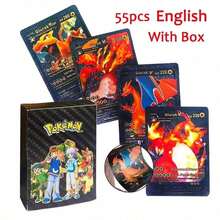 pokemon Bộ 55 thẻ chữ cái mạ vàng tiếng Anh/Tây Ban Nha/Pháp/Đức, dòng Metallic Fire Dragon Vmax GX, bao bì nhiều màu. - Nhiều màu - Xem 12