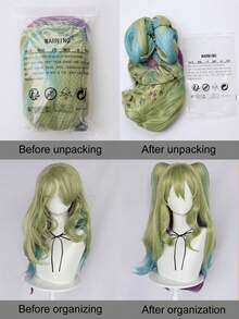 Tóc giả dài kiểu ombre từ xanh lá nhạt sang xanh lam và tím dành cho cosplay anime, có kẹp tóc đuôi ngựa đôi có thể tháo rời, chất liệu sợi tổng hợp chịu nhiệt cao, có mái, hoàn hảo cho các dịp lễ hội, Comic Con, trang phục nhân vật game và thời trang hàng ngày. Mũ đội thoáng khí có thể điều chỉnh phù hợp với mọi kích cỡ đầu, dễ tạo kiểu và bảo quản. - Nhiều màu - Xem 8
