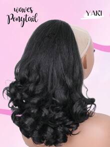 14 Inch Curly Ponytail Wig For Women, Black Synthetic Ponytail Hair Extension, Drawstring Ponytail - 黑色 - 查看 3