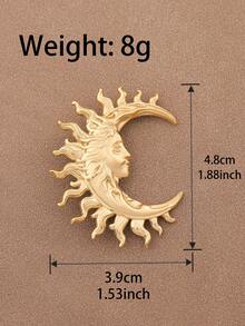 1枚时尚银色/金色不锈钢新月形胸针，女士服装配饰 - 彩色 - 查看 2