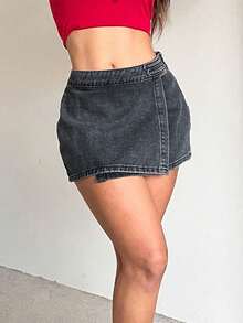 Women's Y2k Grey Low Waist Denim Mini Skirt Casual Summer - Grey - View 6