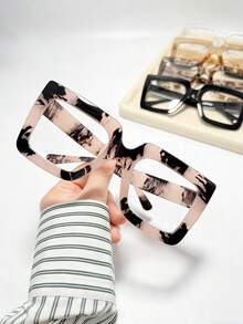 1 par de gafas decorativas con marco cuadrado de moda retro, gafas sin receta elegantes para tomar fotos, lindas y versátiles, conjunto de pareja a la moda - Luz simple - Ver 8