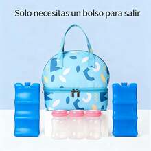 Bolsa para el almuerzo con bolsillo organizador de viaje, con diseño impermeable y aislante para guardarla y transportarla fácilmente. - Blanco y Negro - Ver 7