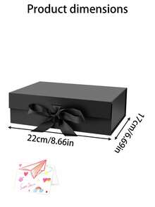 Black Magnetic Gift Box With Lid And Ribbon, Suitable For Wedding Favor Packaging, Bridal Shower, Christening Gifts, Birthday Party, Theme Party, Holiday Celebration And Graduation Party - beraneka warna - View 6