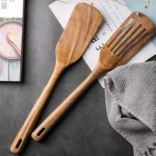 2 piezas Espátula de cocina antiadherente de sándalo, espátula de freír de mango largo resistente al calor - Multicolor - Ver 6