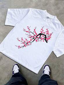 Boys & Teens' Casual Graphic Print Round Neck Short Sleeve T-Shirt, Summer Top - 白色2 - 查看 1