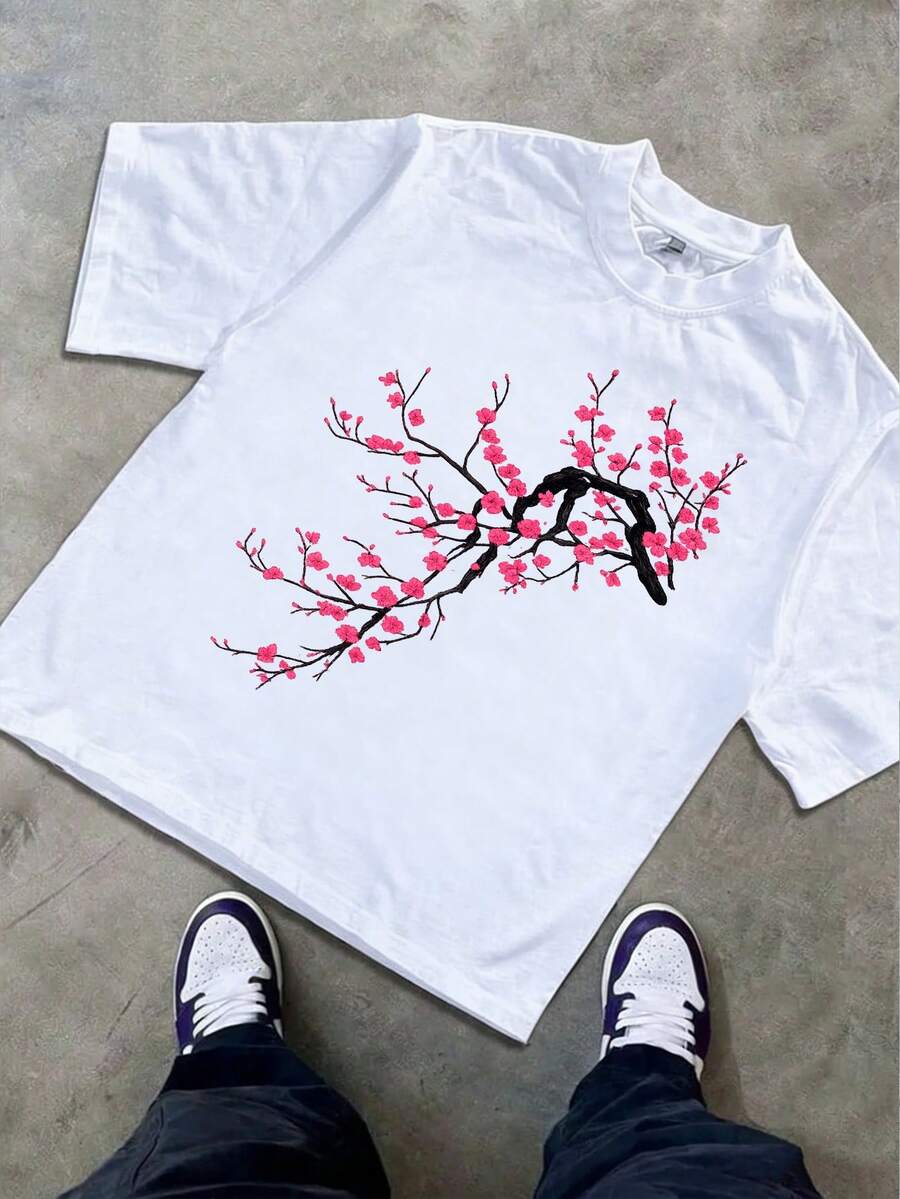 Boys & Teens' Casual Graphic Print Round Neck Short Sleeve T-Shirt, Summer Top - 白色2 - 查看 1