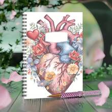 1pc Aesthetic Nurse Care Spiral Notebook Travel Journal, Nursing School Essential Spiral Planner, Nurse Appreciation Gift, Nurse Graduation Notebook, Personal Organizer With Anatomy - A5 - View 2