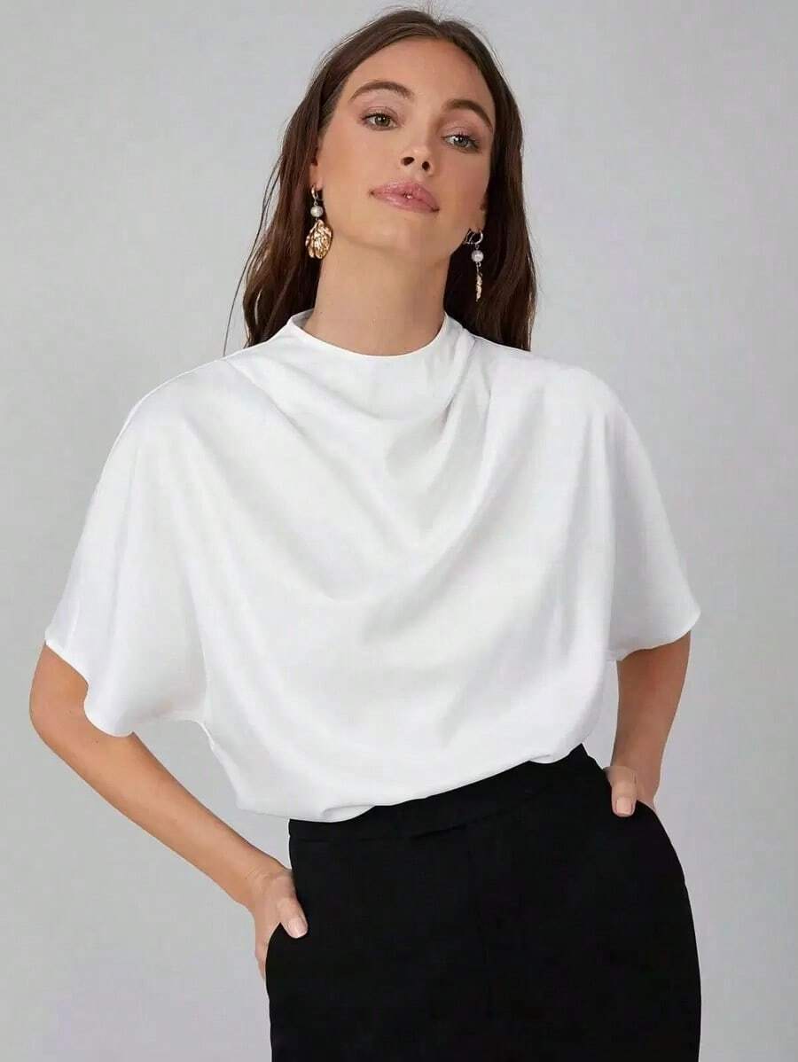 Top forma relajada con fruncido - Blanco - Ver 1