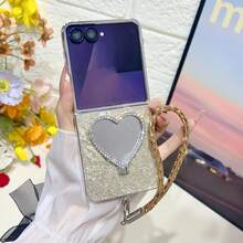 1个女士手机壳，保护套，电镀闪粉嘴唇和爱心图案，带挂绳，可爱时尚，个性化设计，配有可拆卸挂绳，适用于三星Galaxy Z Fold 7、Z Fold 6、Z Fold 5、Z Fold 4、Galaxy Z Flip7、Z FE、Z Flip6、Z Flip5 - 彩色 - 查看 22