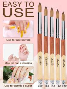 Olasalon 壓克力美甲刷，適用於DIY居家美甲沙龍美甲工具，可用作接長美甲刷、凝膠美甲油刷，適合初學者與專業人士 - 卡其色 - 查看 4