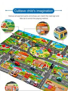 1 buah Alas Bermain Lalu Lintas Kota Besar, Tahan Air & Tahan Lembap, Jalan Interaktif, Cocok untuk Mobil Mainan Anak, Dekorasi Ruangan, Alat Edukasi, Hadiah Natal - MultiWarna - View 4