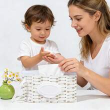 2pcs Baby Room Storage Tissue Bag Wet Wipes Pouch, Portable Baby Stroller Wet Wipes Bag With Hanging Rope, Self-Sealing Flip Cover Pull-Out Wet Wipes Pouch - As Shown - View 3