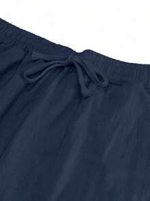 Men's Breathable Linen Loose Casual Sports Pants, Suitable Beach, Spring/Summer - 藏蓝色 - 查看 7