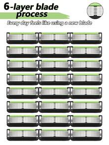 Afeitadora de manual para hombres, que contiene 6 capas de cuchillas de repuesto de acero inoxidable, adecuada tanto para uso en seco como húmedo, afeitado suave, set de afeitadora para hombres - Maquinilla de Afeitar - Ver 1