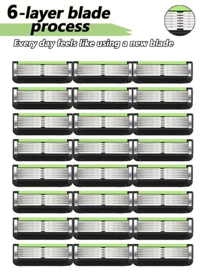 Afeitadora de manual para hombres, que contiene 6 capas de cuchillas de repuesto de acero inoxidable, adecuada tanto para uso en seco como húmedo, afeitado suave, set de afeitadora para hombres