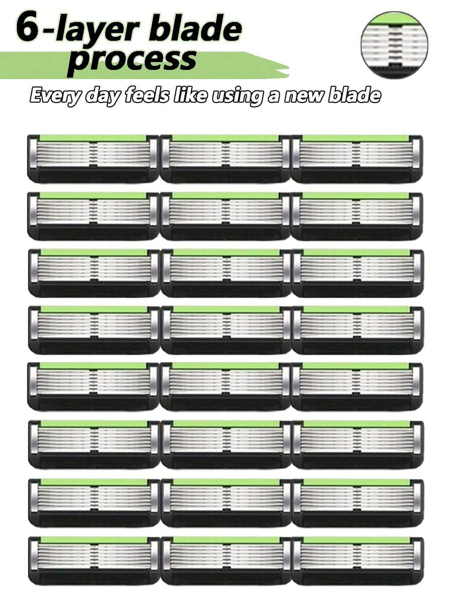 Afeitadora de manual para hombres, que contiene 6 capas de cuchillas de repuesto de acero inoxidable, adecuada tanto para uso en seco como húmedo, afeitado suave, set de afeitadora para hombres - Maquinilla de Afeitar - Ver 1