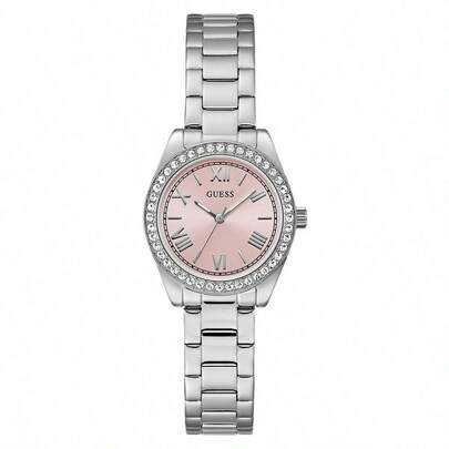  Đồng hồ nữ GUESS Quartz Analog, vỏ thép không gỉ, mặt số màu sâm panh, dây đeo thép không gỉ hai tông màu, chống nước 30M - GW0841L4