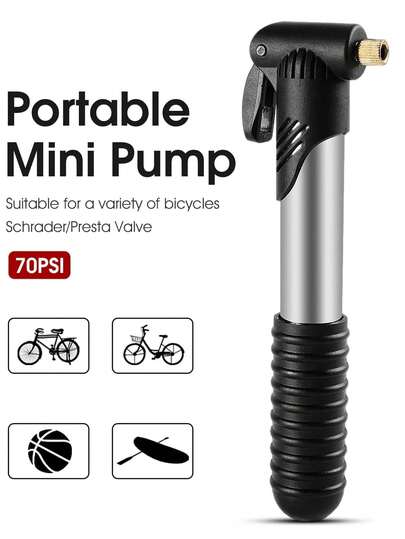 1 pieza Bomba de aire mini portátil para bicicleta, inflador de neumáticos de bicicleta universal compatible con válvulas Presta y Schrader, adecuado para bicicletas de carretera, bicicletas de montaña, baloncestos y balones de fútbol