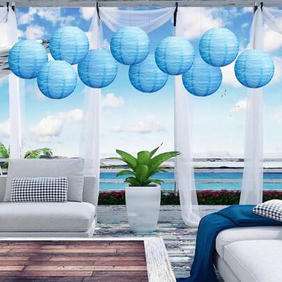 8 chiếc đèn lồng giấy hình tròn chủ đề đại dương, đường kính 11,81 inch/7,87 inch, thích hợp cho tiệc chủ đề đại dương, Ngày Trái đất, sinh nhật và trang trí nhà cửa, trang trí lễ hội, trang trí tiệc tùng, đạo cụ chụp ảnh.