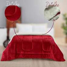 Queen Size Bedspread With Soft And Sherpa Double-Sided Plush Premium Blanket In Solid Colors - 紅色 - 查看 6