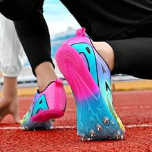 Giày điền kinh nam, giày chạy bộ chuyên nghiệp, giày thể thao thi đấu, nhẹ, thoáng khí, chống trượt, chống mài mòn, giày thể thao tập luyện và thi đấu cự ly ngắn, giày unisex dành cho người lớn nam và nữ, giày thể thao thoải mái và bền bỉ trong mọi thời tiết. - Màu xanh lam - Xem 4