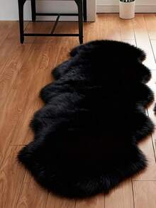 Plush Faux Wool Area Rug - Modern Minimalist Design For Living Room, Bedroom & Home Decor - Soft Suede Backing, Machine Washable - Perfect Winter Gift,Fleece Rugs, Woolen Rugs, Autumn/Winter Rugs, Thickened/Plush - Black - View 18