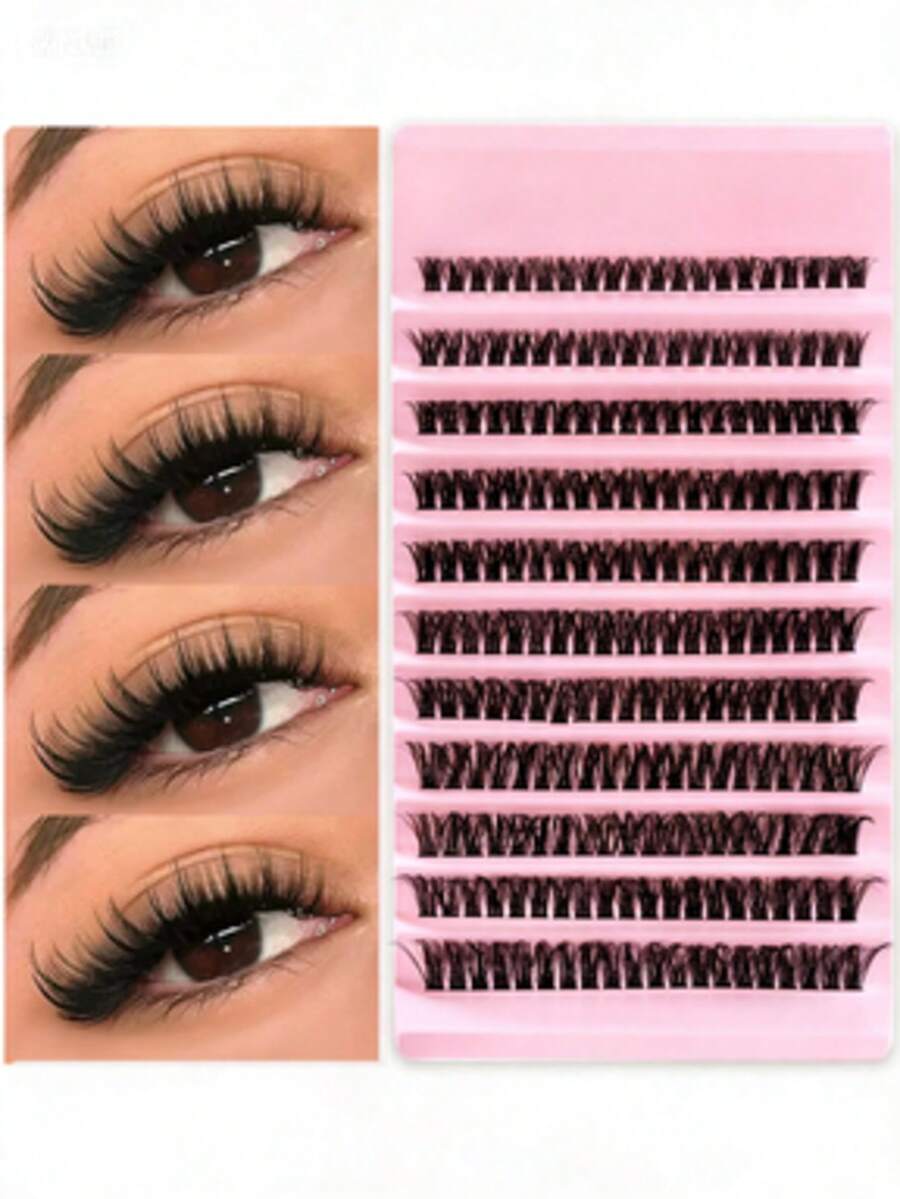 1PC 10 Rows 200 Clusters Eyelashes, 40D Mix Full Curled Eyelashes, Natural Appearance Single Length DIY False Eyelashes - Beginner Friendly & Reusable Lashes Lash Clusters, Eyelash Clusters, Individual Eyelashes, Lashes, Fake Lashes - A - View 1