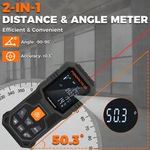 POROMETISTO Máy đo khoảng cách laser 2 trong 1 50m/80m với bộ nhớ lưu trữ 30 dữ liệu, dụng cụ đo góc laser kỹ thuật số. - Màu Cam cháy - Xem 2