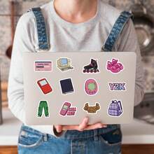 50张Y2K涂鸦贴纸，Y2K主题贴纸，卡通贴纸，暗黑学院风贴纸，防水乙烯基贴纸，适用于水瓶、笔记本电脑、手机、滑板、自行车、行李箱、吉他等。 - 彩色 - 查看 3