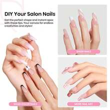 Beetles Tipex Lite Pre-Built Apex Nail Tips Kit, Stiletto Medium, With Tipex Nail Glue,  All-In-One Gel Nail Kit - Coffin Medium 224pcs (Tipex Nail Kit) - View 2