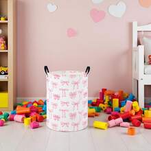 1 pezzo Cesto portabiancheria per camera adatto per la stanza di ragazzi e ragazze, scatola organizer per giocattoli dei bambini, decorazione per la stanza in stile bohémien (fiocco rosa) - Rosa - Visualizzare 4